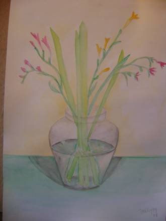 Fresias Watercolour Paper Floral Painting