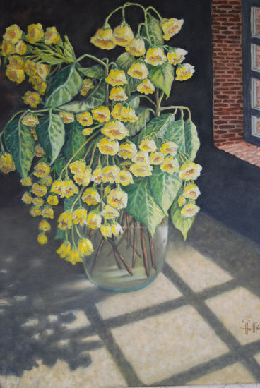 Flores en la ventana Oil Canvas Still Life Paintings