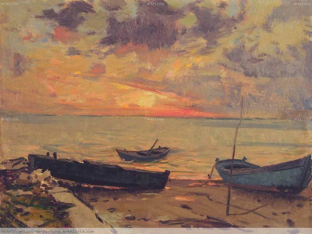 MARINA AL TRAMONTO Óleo Lienzo Paisaje