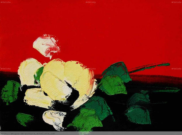 rosa gialla su sfondo rosso/nero
