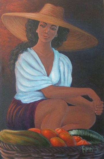 Vendedora de frutas II Acrylic Canvas Figure Painting