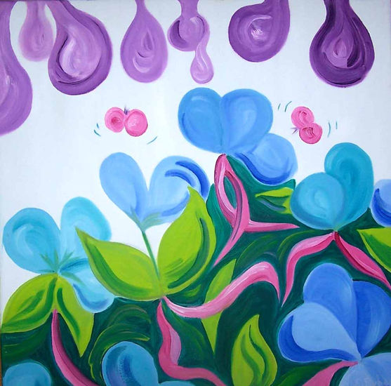 Pompas azules 2 Oil Canvas Floral Painting