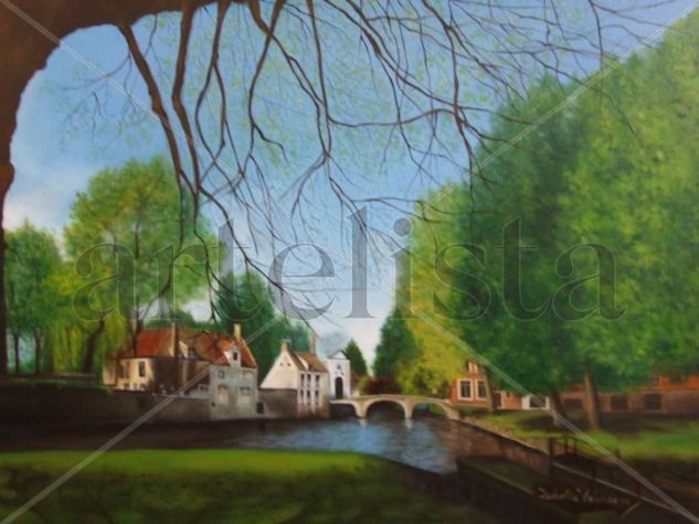 Brujas y sus canales Oil Canvas Landscaping