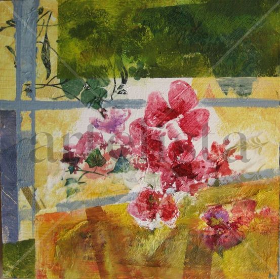 Flores en el Atico Mixed media Panel Others