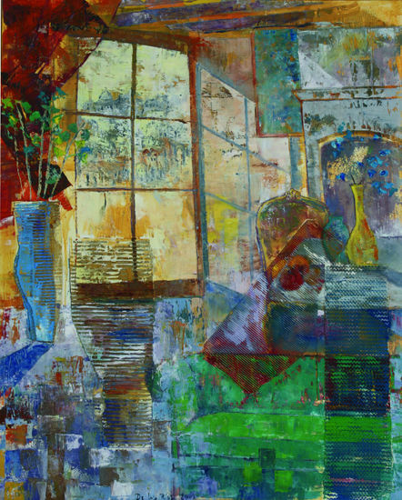 Interior con ventana Mixed media Canvas Others