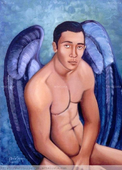 Angel azul Óleo Lienzo Desnudos