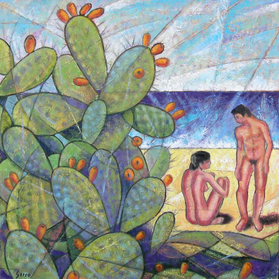 Diálogos en el paisaje Oil Panel Nude Paintings