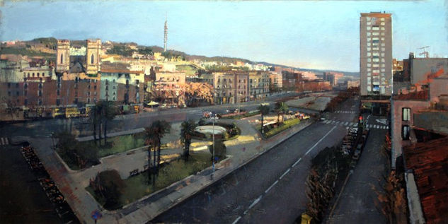 Plaza Catalunya Oil Canvas Landscaping