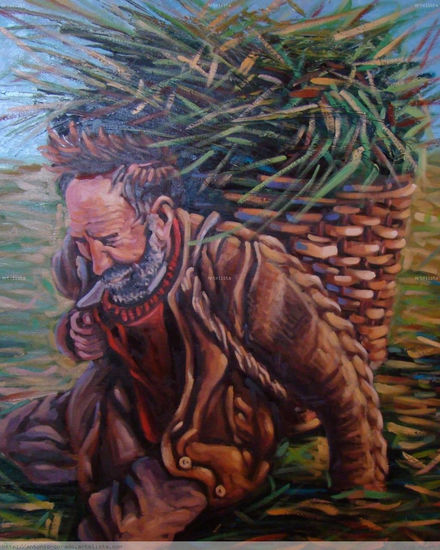 cargando hierba Oil Canvas Figure Painting