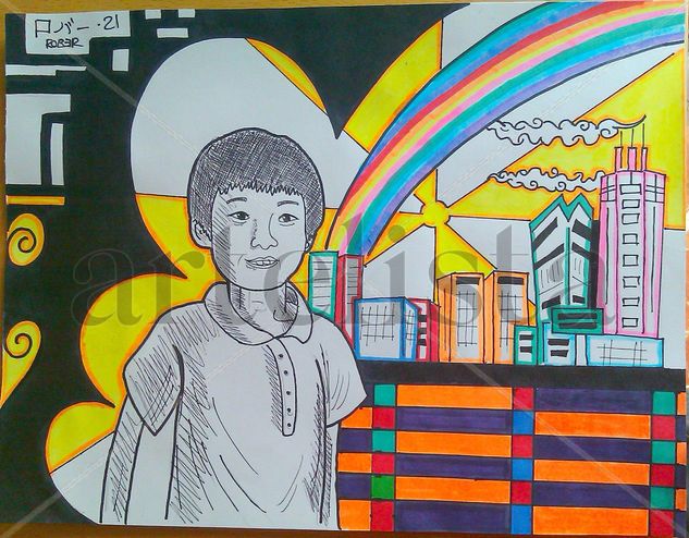 niño japones Mixed Media