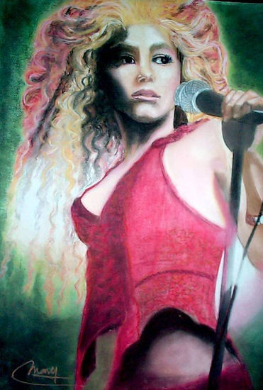 Shakira Pastel Paper Figure Painting