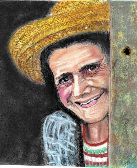 Viejita Rural Pastel Paper Figure Painting