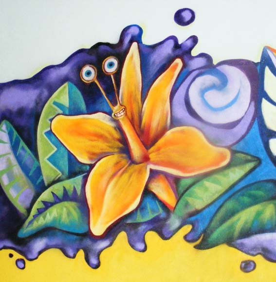 pintura mural en habitación de juegos