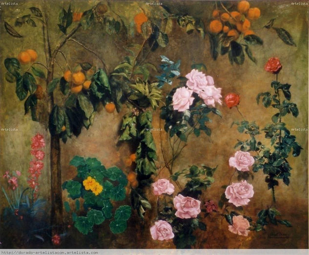 jardin Oil Panel Floral Painting