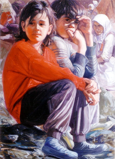 Niños turcos Oil Canvas Figure Painting