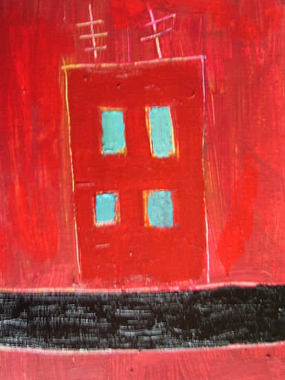 urbe en rojo Oil Canvas Landscaping