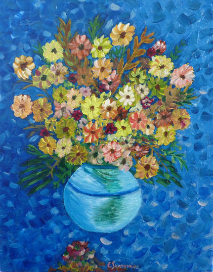 Vaso con flores Oil Canvas Floral Painting