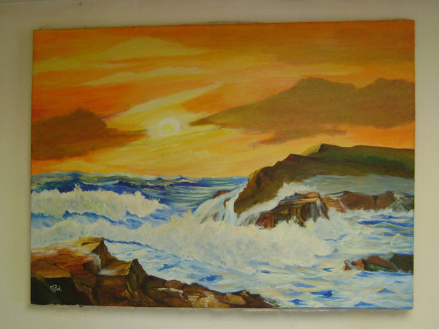 el atardecer Óleo Lienzo Marina