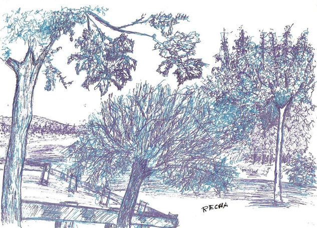 ARBOLES (DIBUJO) Tinta Papel Paisaje