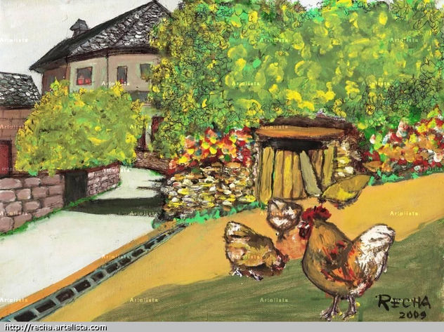 CALLE PUEBLO BERCIANO CON GALLINAS