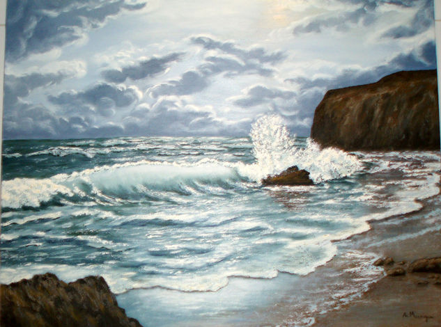 Oleaje en el mar (2) Oil Canvas Marine Painting