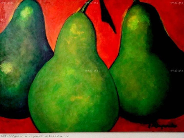 TRES PERAS # 1 Acrylic Canvas Still Life Paintings