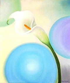 Calma Reflexion Oil Canvas Floral Painting