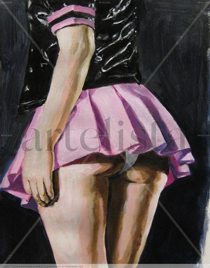 Falda magenta Acrylic Paper Figure Painting