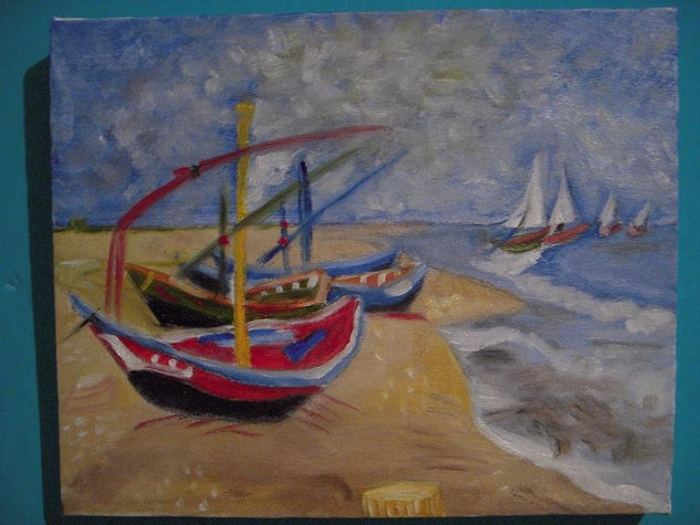 admirando los Botes de Van gogh Oil Canvas Marine Painting