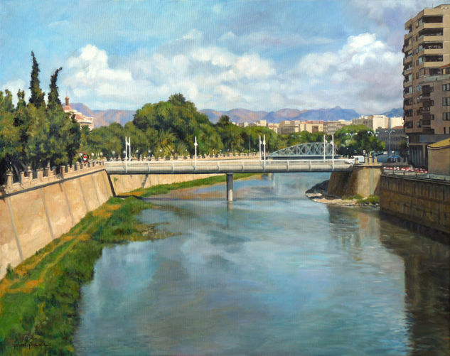 El río Segura por Murcia Óleo Lienzo Paisaje