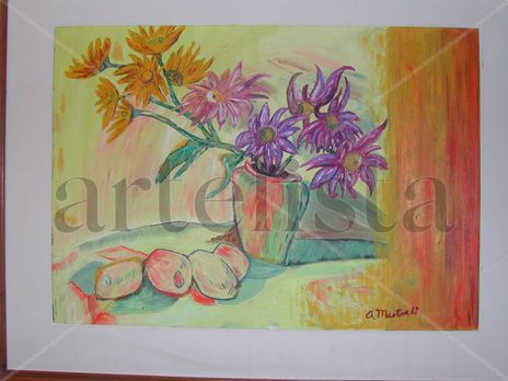 Flores y duraznos