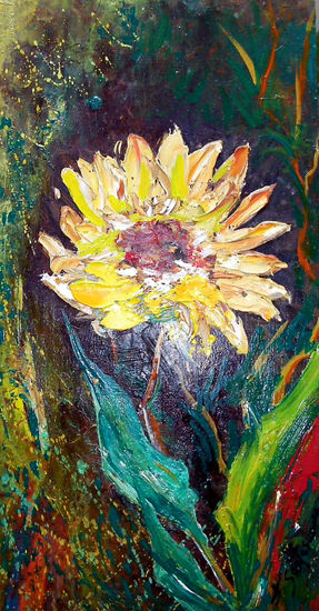 girasol 048 Oil Panel Floral Painting