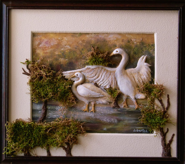 Aves en naturaleza Oil Canvas Landscaping