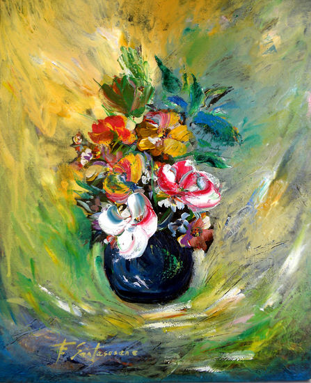 Flores 155 Oil Canvas Floral Painting