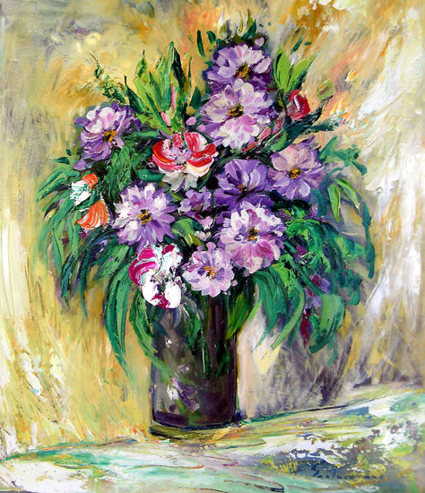 Flores 156 Oil Canvas Floral Painting