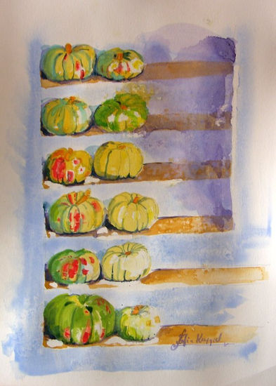 nos van a comer Watercolour Paper Still Life Paintings