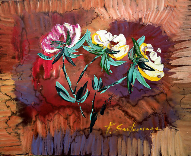 191 Oil Panel Floral Painting