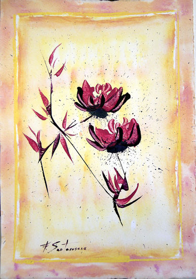 152 Acrylic Paper Floral Painting