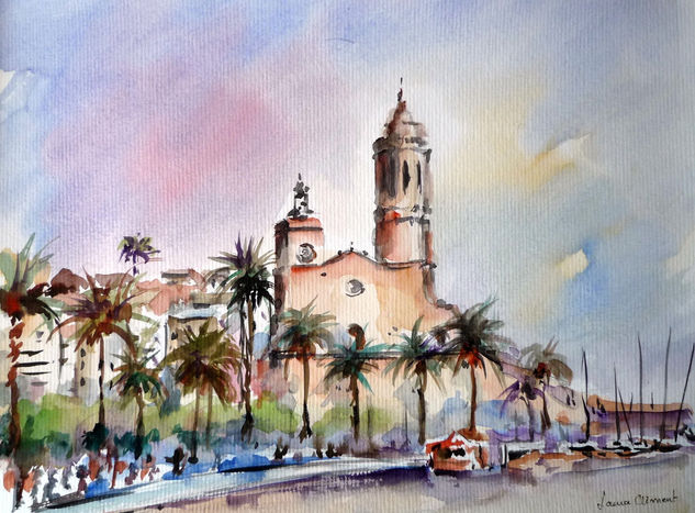 Impresión de Sitges Watercolour Paper Landscaping