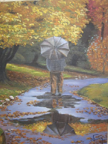 bajo lluvia Óleo Lienzo