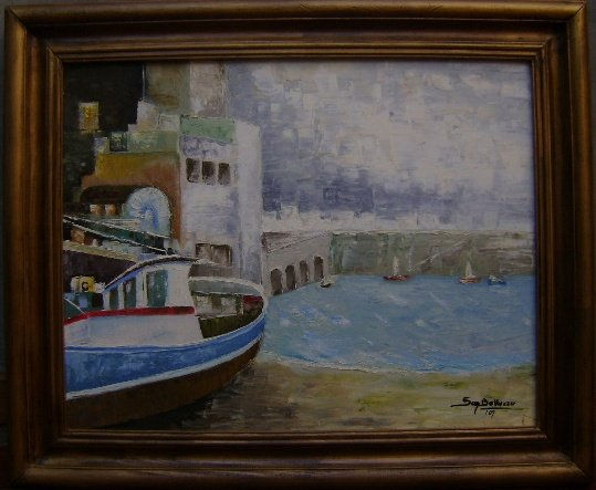 Barco encallado Oil Canvas Marine Painting