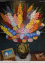 jarron de bronce con flores