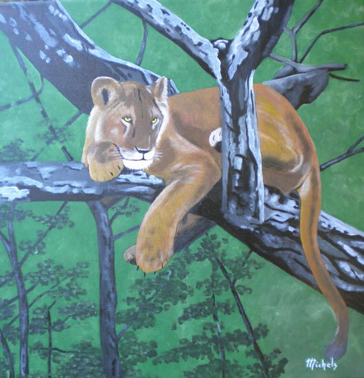 Eine Löwin Acrylic Canvas Animals