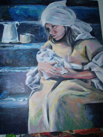 Niña Mendiga Acrylic Canvas Figure Painting