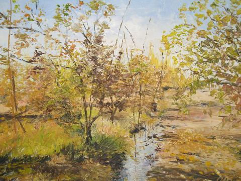 "Chacras en otoño" Oil Panel Landscaping