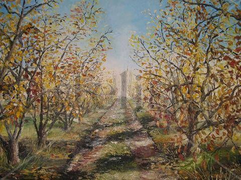 "Manzanos Otoñales" Oil Panel Landscaping