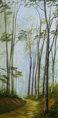 Bruma en el bosque Oil Canvas Landscaping