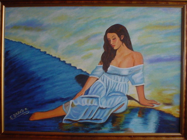 mujer pensando Oil Canvas