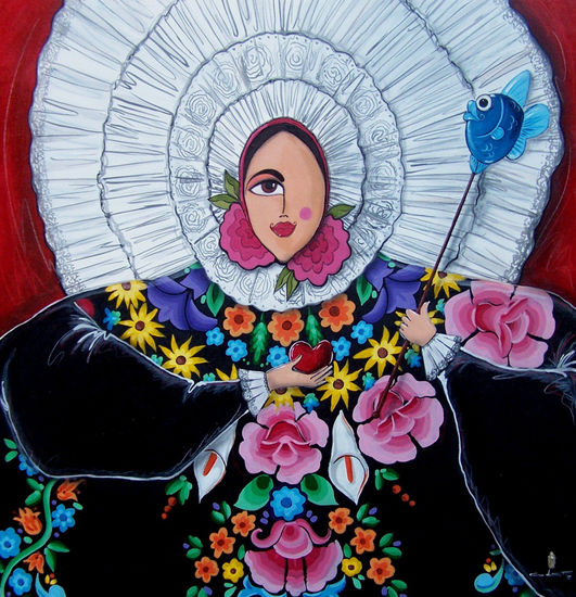 TEHUANA DEL VELO BLANCO Acrylic Canvas Portrait