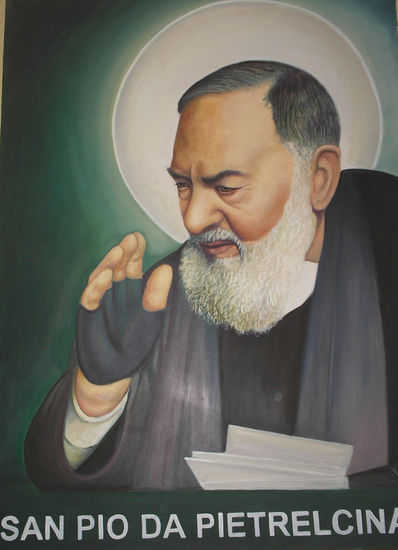 padre pio Óleo Lienzo Retrato